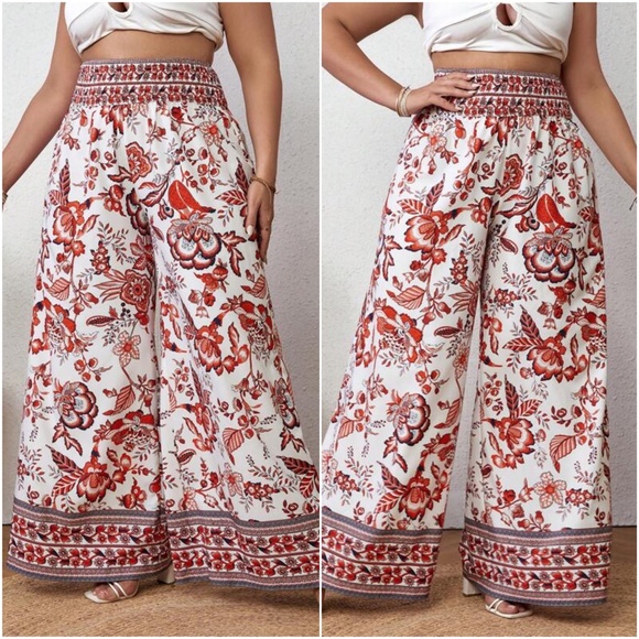 Plus Floral Print Wide leg Palazzo Pants - Picture 5 of 6
